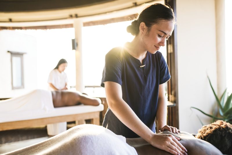 Massage therapist at a spa